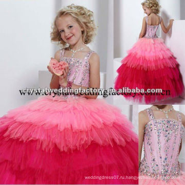 2013 новый милая бальное платье на заказ девушки pageant цветок платье CWFaf4444